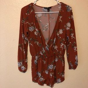 Rust colored floral romper